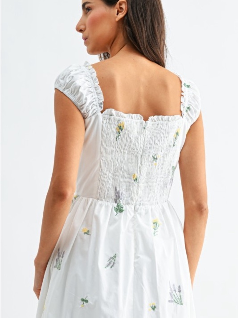 Camellia White Floral Embroidered Midi Dress - Picture 4 of 4
